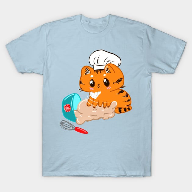 Bitty the kitty Making Biscuits T-Shirt by Witchvibes